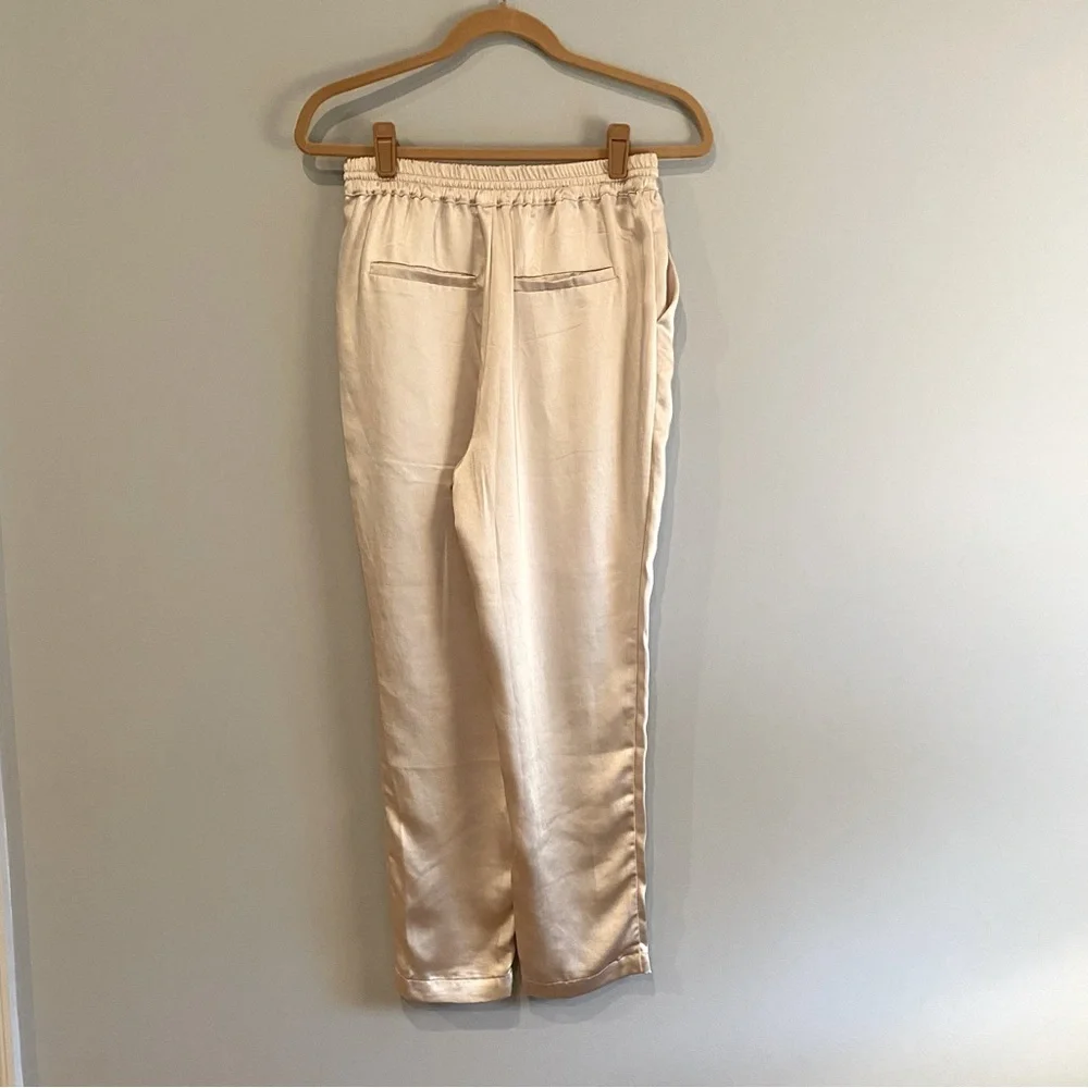 Skies are Blue cream sateen ankle length drawstring pants size XS